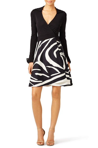 Diane Von Furstenberg Black Amelianna Print Wrap Dress | Wardrobista.com